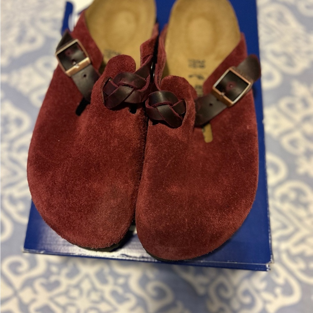 Birkenstock Red Suede Mules